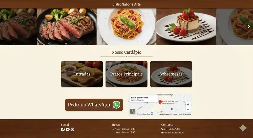 Site para Restaurante outro Exemplo de trabalho da nossa empresa de criação de sites